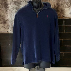 Polo by Ralph Lauren 1/4 Zip Pullover Sweater, Solid Blue, Large L (P112823-3)